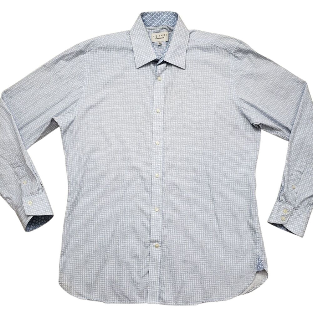Ted Baker Endurance Dress Shirt Mens 16 34/35 Geometric Flip Cuff Long Sleeve - Picture 4 of 10